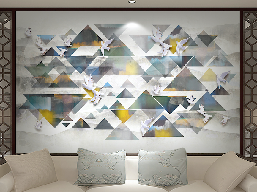 3D Pigeon Triangle WG150 Wall Murals