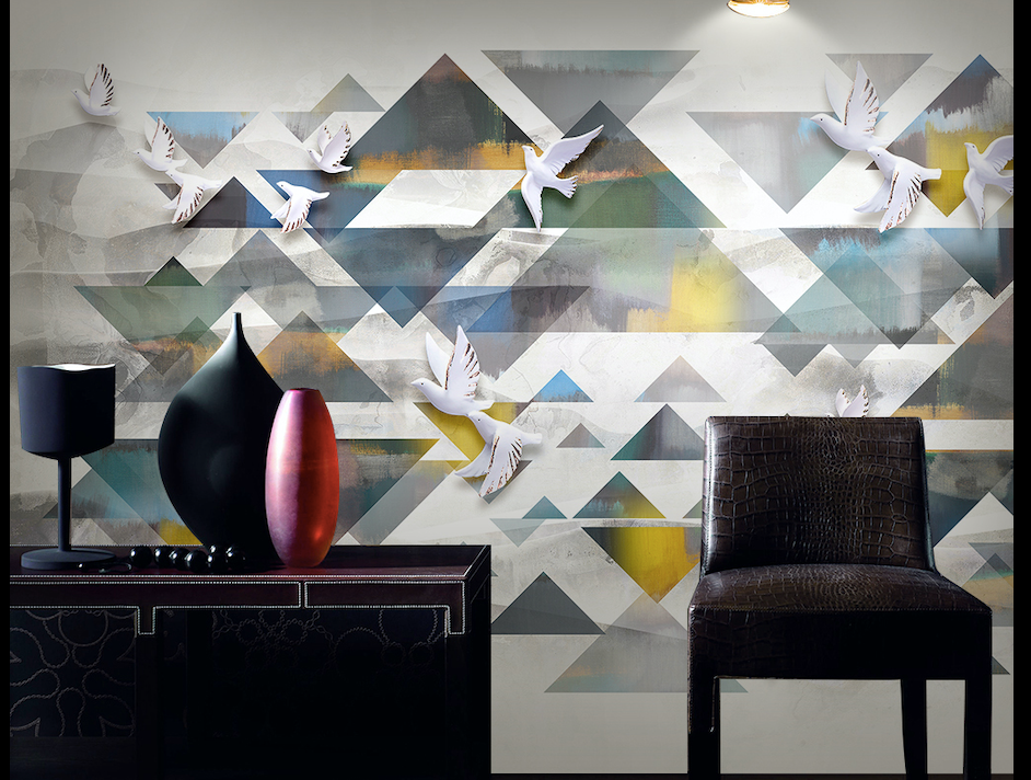 3D Pigeon Triangle WG150 Wall Murals