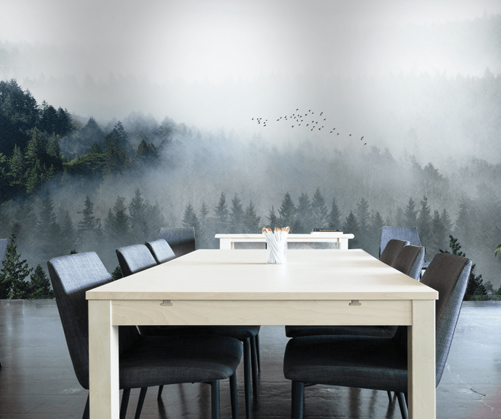 3D Foggy Forest WG075 Wall Murals Wallpaper AJ Wallpaper 2