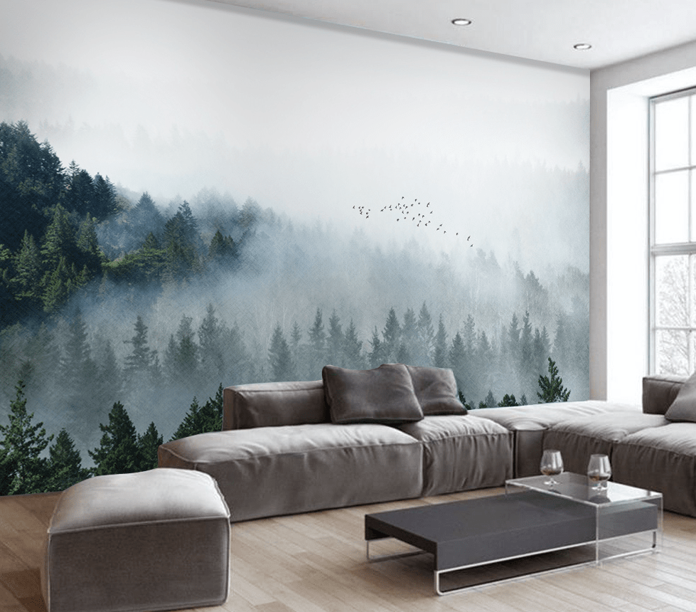 3D Foggy Forest WG075 Wall Murals Wallpaper AJ Wallpaper 2