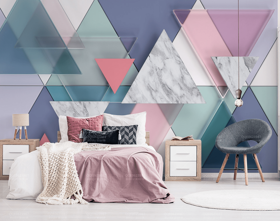 3D Colored Triangle WG021 Wall Murals Wallpaper AJ Wallpaper 2