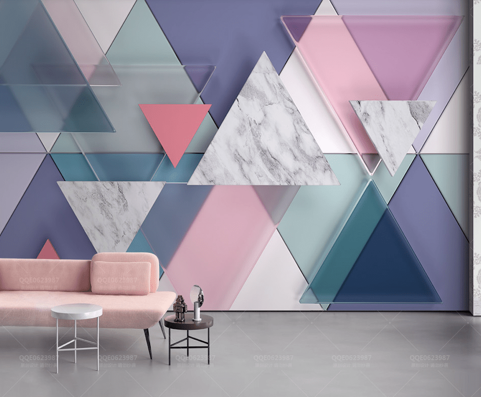 3D Colored Triangle WG021 Wall Murals Wallpaper AJ Wallpaper 2