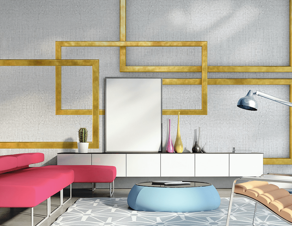 3D Golden Lines WG157 Wall Murals Wallpaper AJ Wallpaper 2