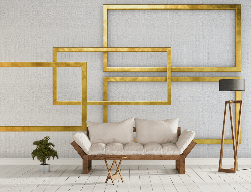 3D Golden Lines WG157 Wall Murals Wallpaper AJ Wallpaper 2