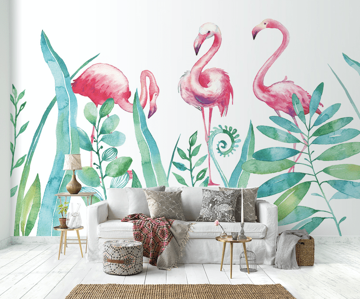 3D Pink Flamingo WG236 Wall Murals Wallpaper AJ Wallpaper 2