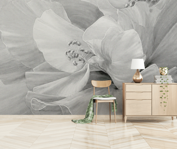 3D Grey Flowers WG081 Wall Murals Wallpaper AJ Wallpaper 2