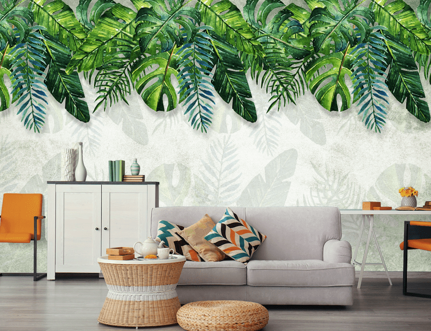 3D Green Leaf WG027 Wall Murals Wallpaper AJ Wallpaper 2