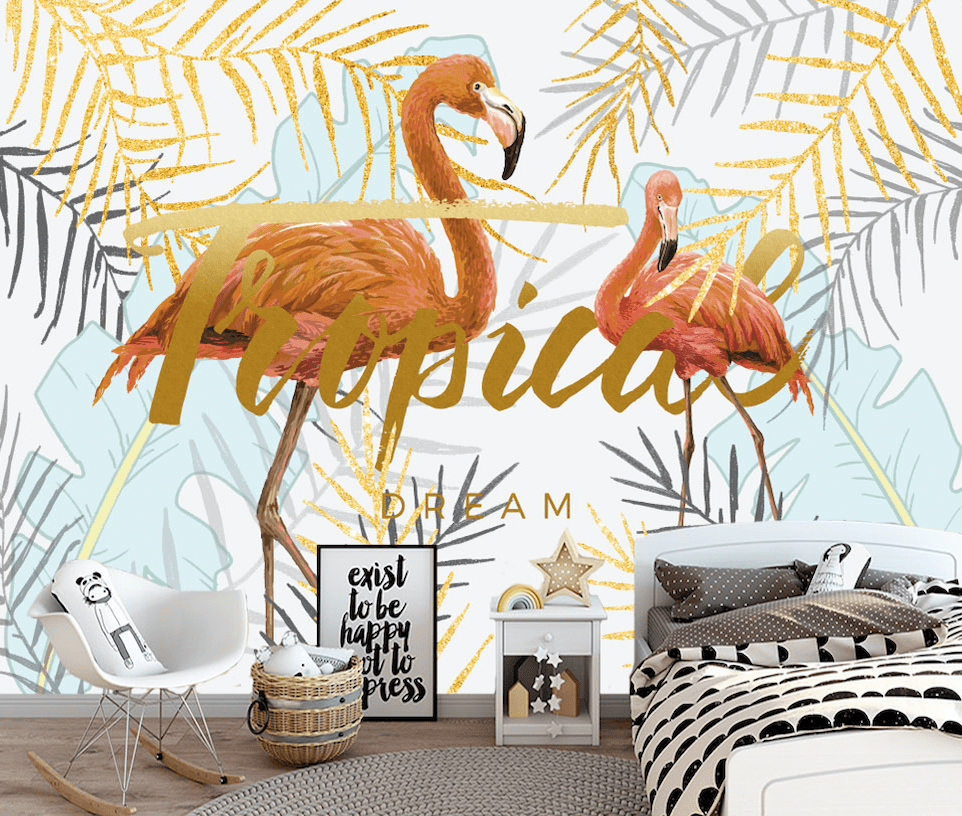 3D Pink Flamingo WG304 Wall Murals Wallpaper AJ Wallpaper 2