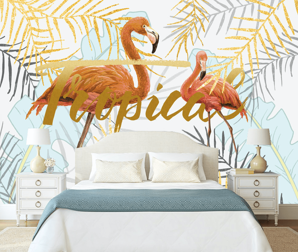3D Pink Flamingo WG304 Wall Murals Wallpaper AJ Wallpaper 2