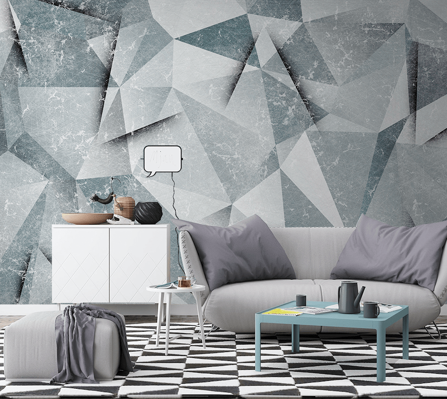 3D Grey Triangle WG039 Wall Murals Wallpaper AJ Wallpaper 2
