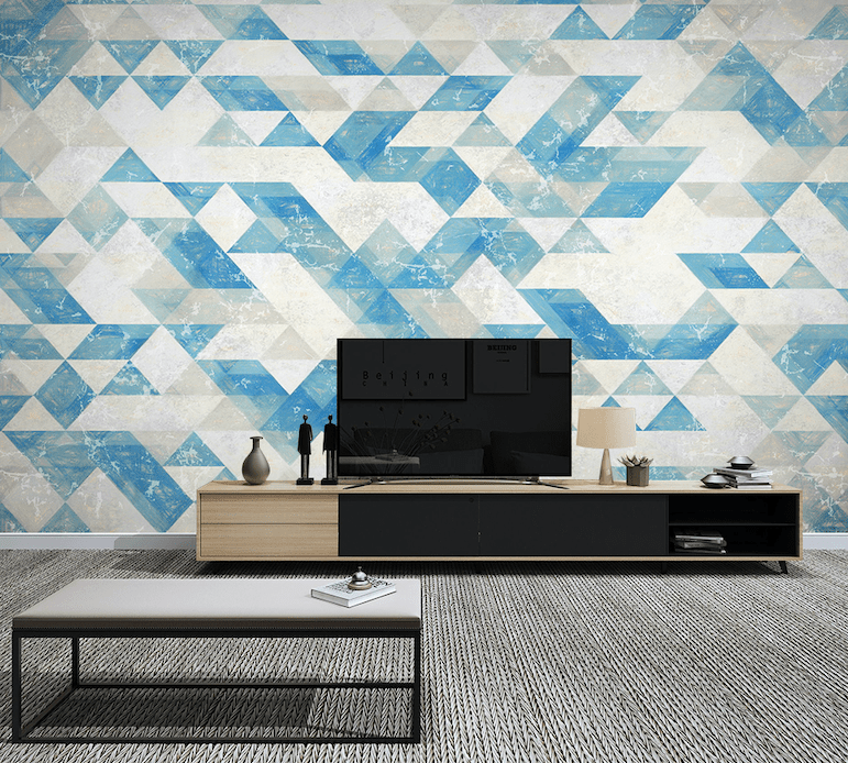 3D Blue Geometry WG047 Wall Murals Wallpaper AJ Wallpaper 2