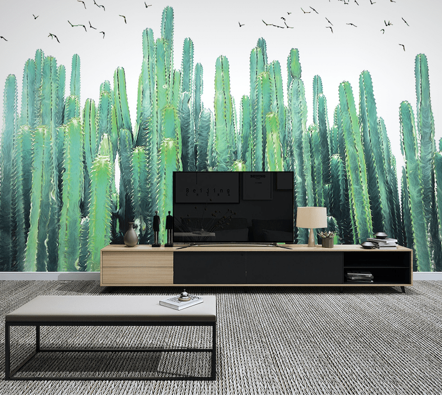 3D Green Cactus WG063 Wall Murals Wallpaper AJ Wallpaper 2