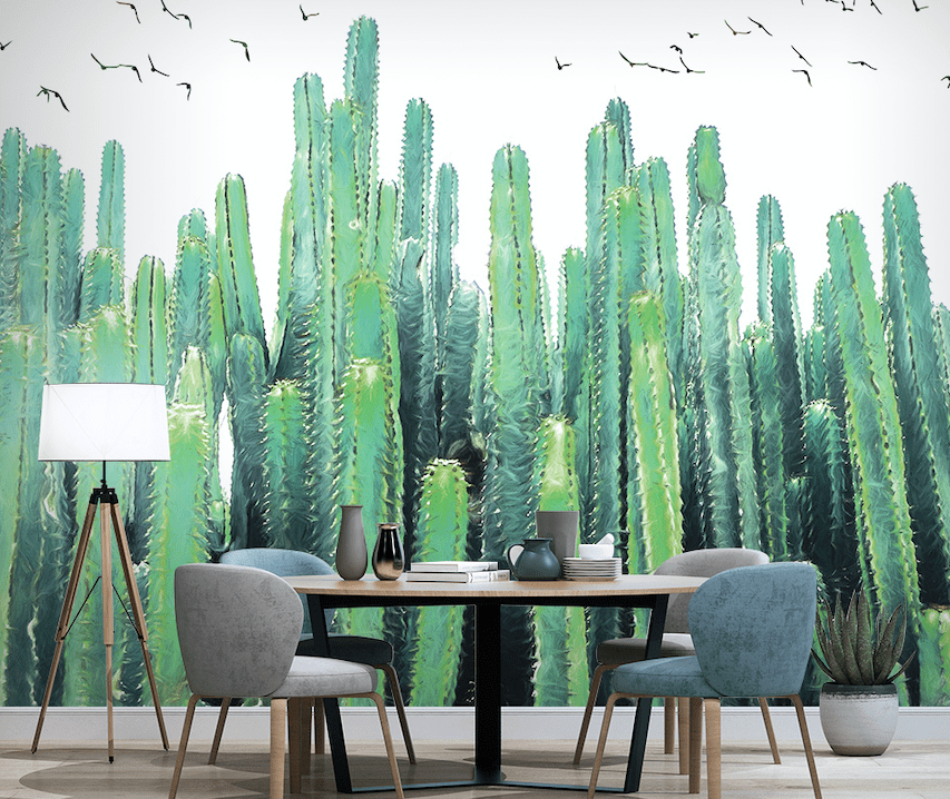 3D Green Cactus WG063 Wall Murals Wallpaper AJ Wallpaper 2