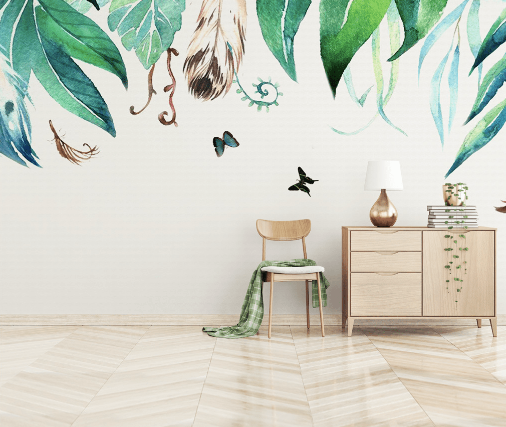 3D Feather Leaf WG085 Wall Murals Wallpaper AJ Wallpaper 2
