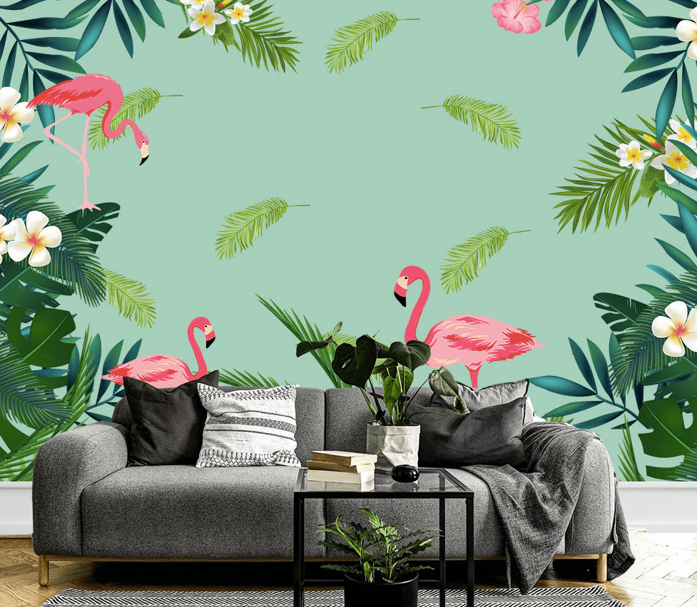 3D Pink Flamingo WG107 Wall Murals Wallpaper AJ Wallpaper 2