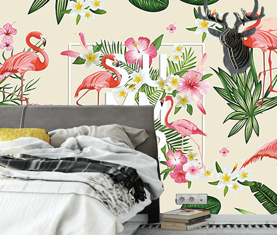 3D Pink Flamingo WG116 Wall Murals Wallpaper AJ Wallpaper 2