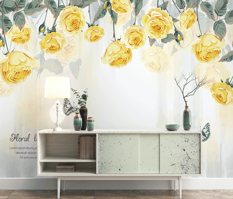 3D Yellow Rose WG150 Wall Murals Wallpaper AJ Wallpaper 2