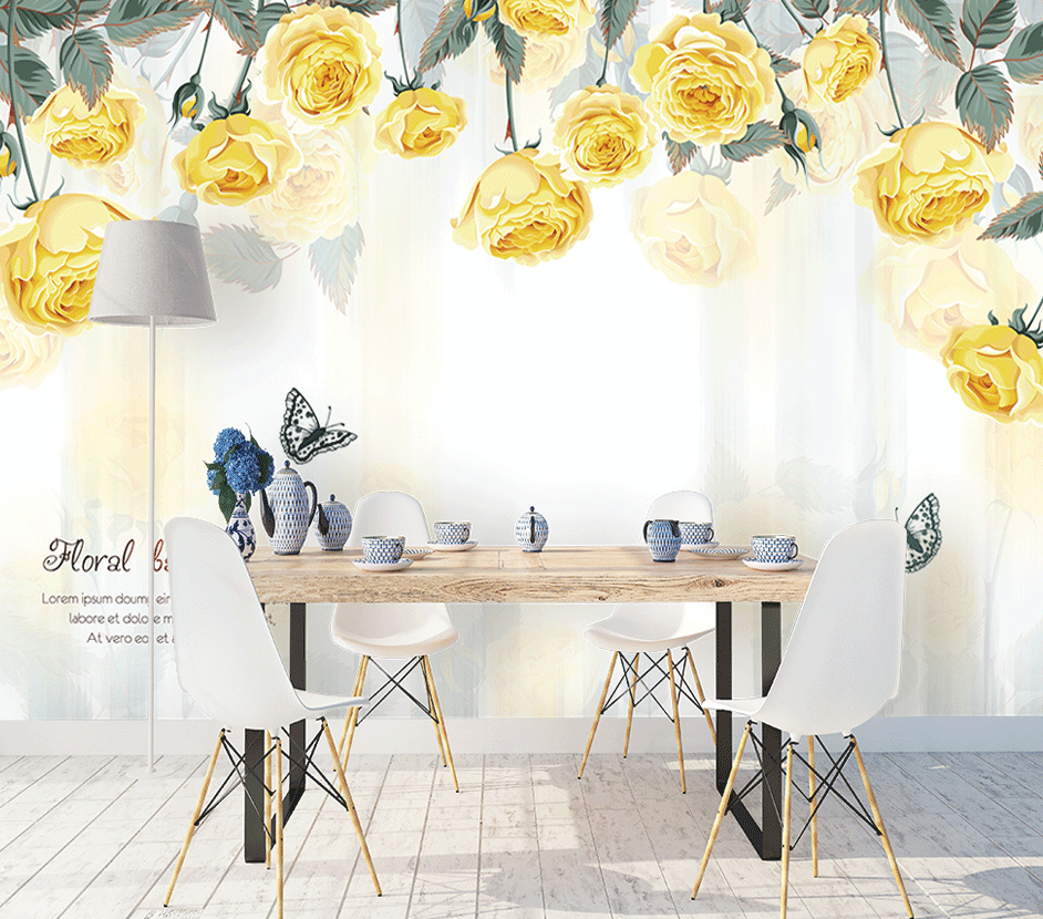 3D Yellow Rose WG150 Wall Murals Wallpaper AJ Wallpaper 2