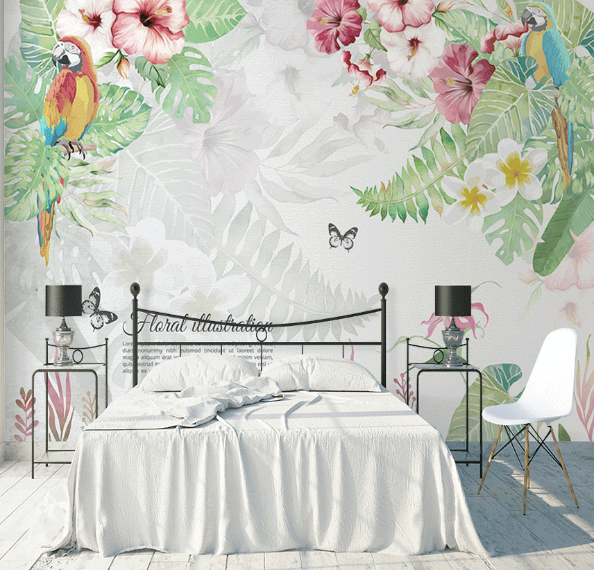 3D Flower Bird WG149 Wall Murals Wallpaper AJ Wallpaper 2