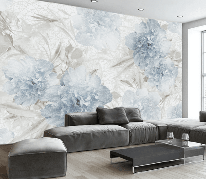3D Blue Flowers WG145 Wall Murals Wallpaper AJ Wallpaper 2