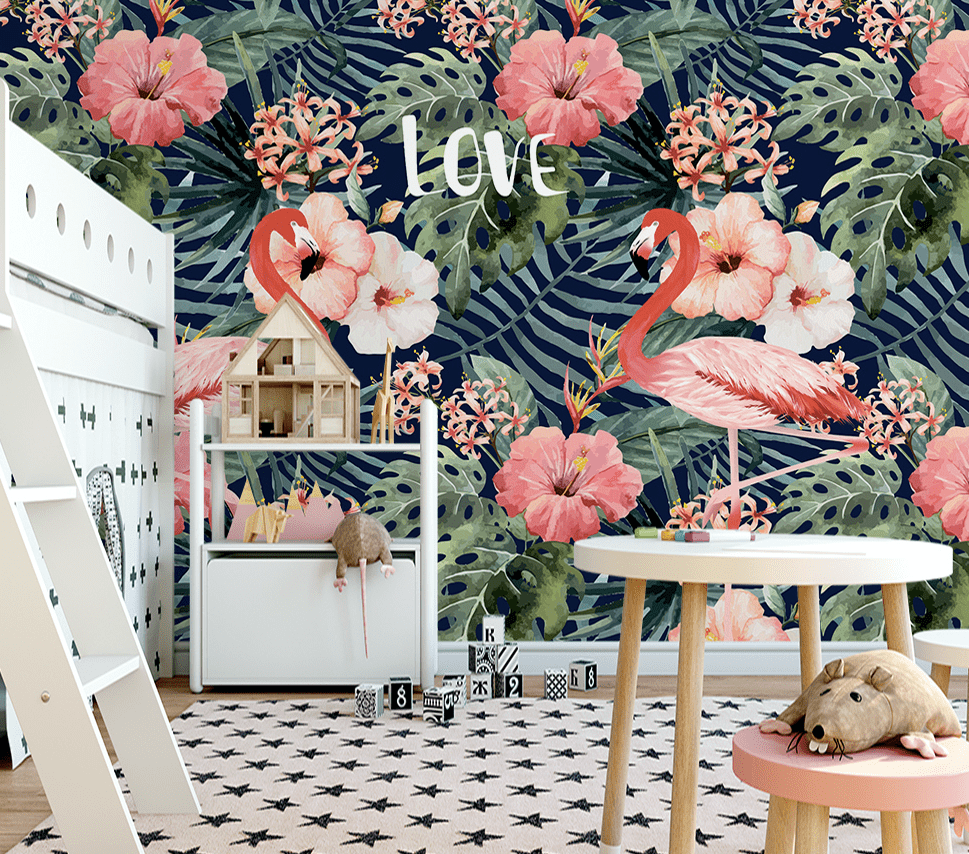 3D Pink Flamingo WG163 Wall Murals Wallpaper AJ Wallpaper 2
