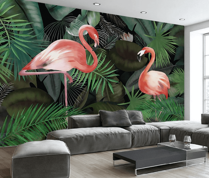 3D Pink Flamingo WG172 Wall Murals Wallpaper AJ Wallpaper 2