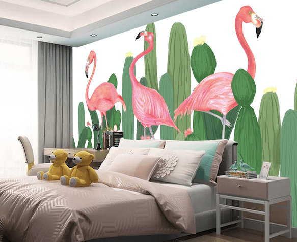 3D Pink Flamingo WG181 Wall Murals Wallpaper AJ Wallpaper 2