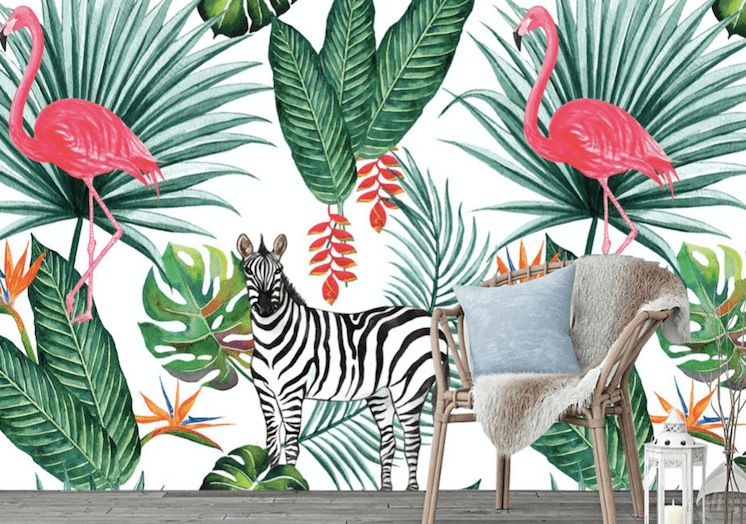 3D Flamingo Zebra WG191 Wall Murals Wallpaper AJ Wallpaper 2
