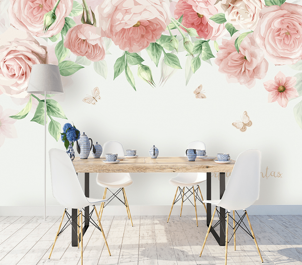 3D Pink Rose WG201 Wall Murals Wallpaper AJ Wallpaper 2