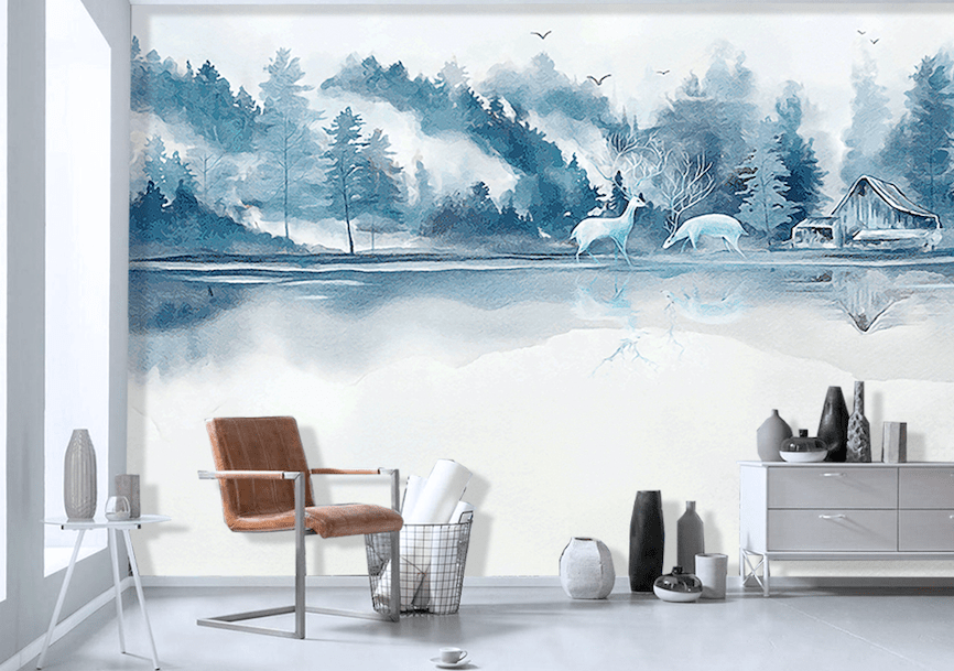 3D Deep Mountain River WG195 Wall Murals Wallpaper AJ Wallpaper 2