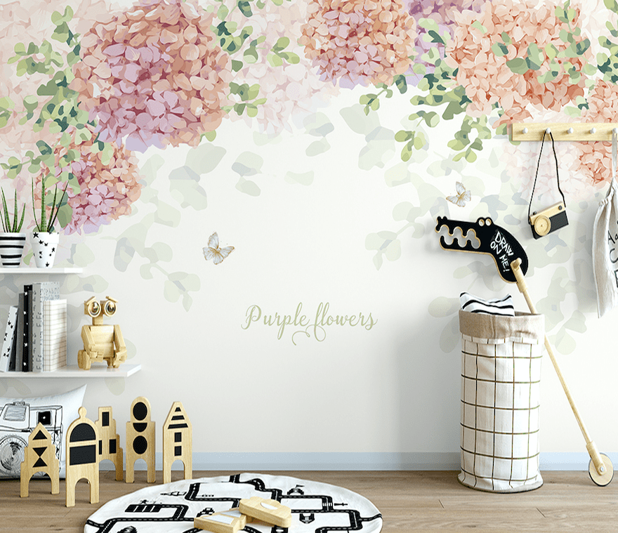 3D Pink Hydrangea WG203 Wall Murals Wallpaper AJ Wallpaper 2