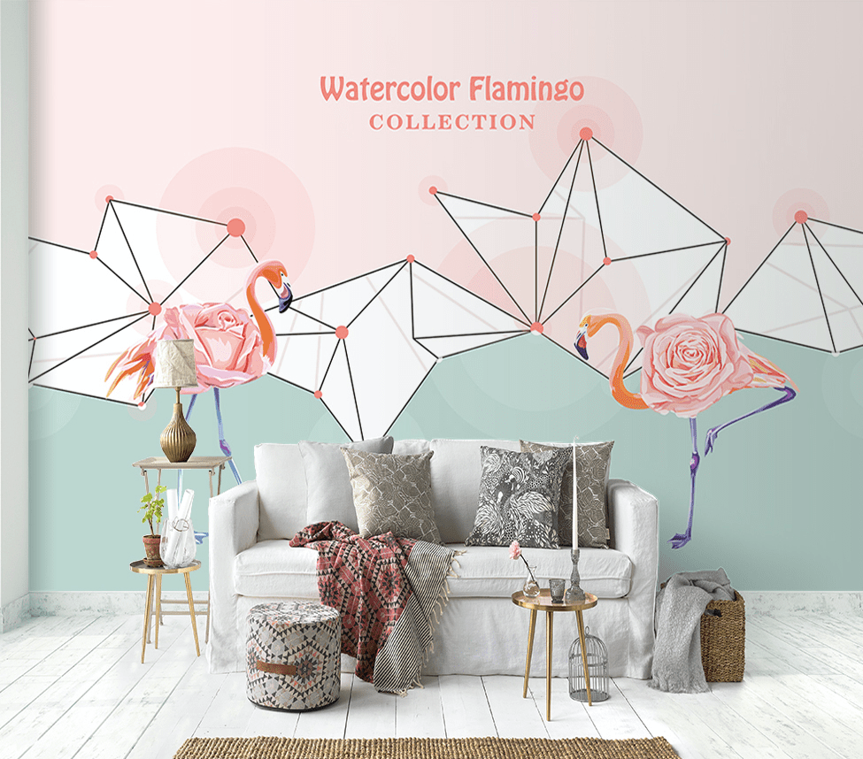 3D Pink Flamingo WG202 Wall Murals Wallpaper AJ Wallpaper 2