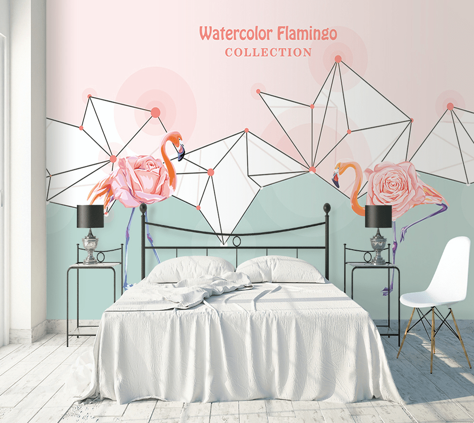 3D Pink Flamingo WG202 Wall Murals Wallpaper AJ Wallpaper 2