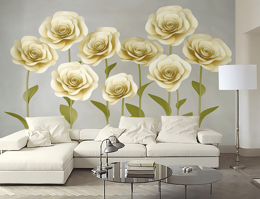 3D White Flowers WG248 Wall Murals Wallpaper AJ Wallpaper 2