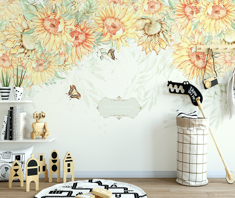 3D Painted Sunflower WG071 Wall Murals Wallpaper AJ Wallpaper 2