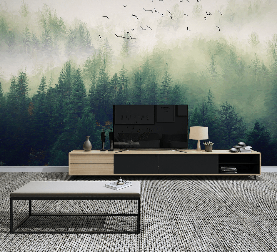 3D Foggy Forest WG076 Wall Murals Wallpaper AJ Wallpaper 2