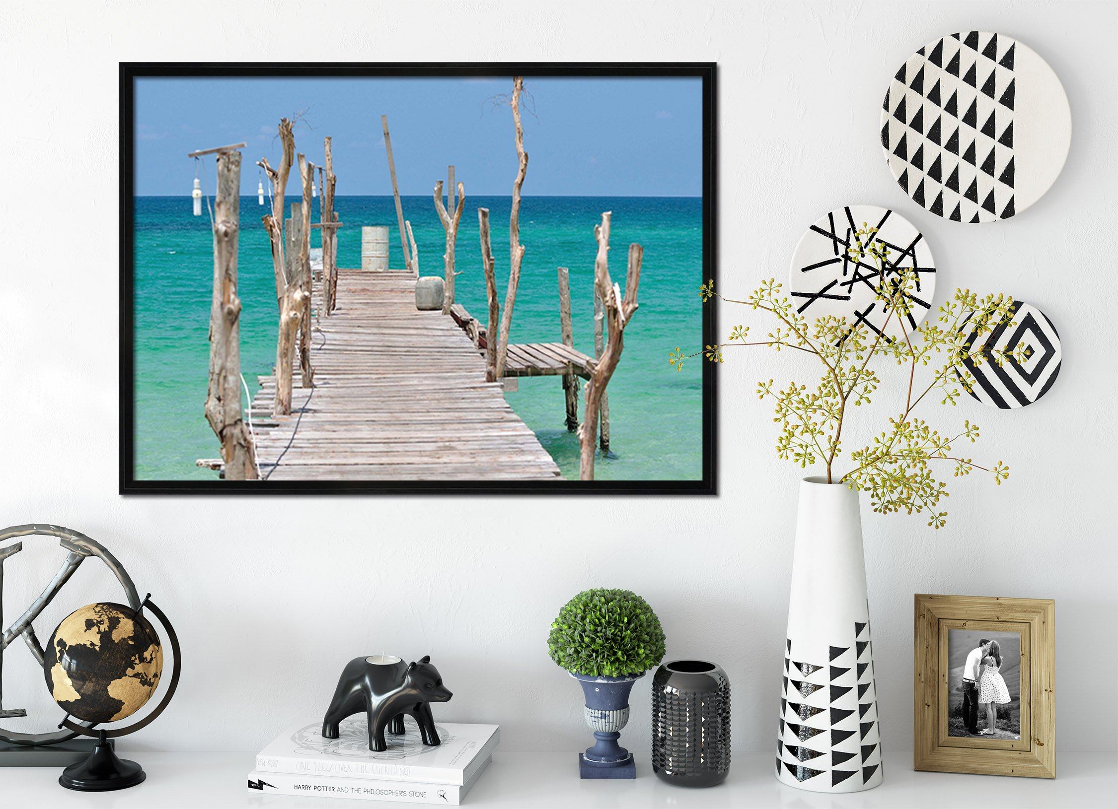 3D Wooden Bridge 066 Fake Framed Print Painting Wallpaper AJ Creativity Home