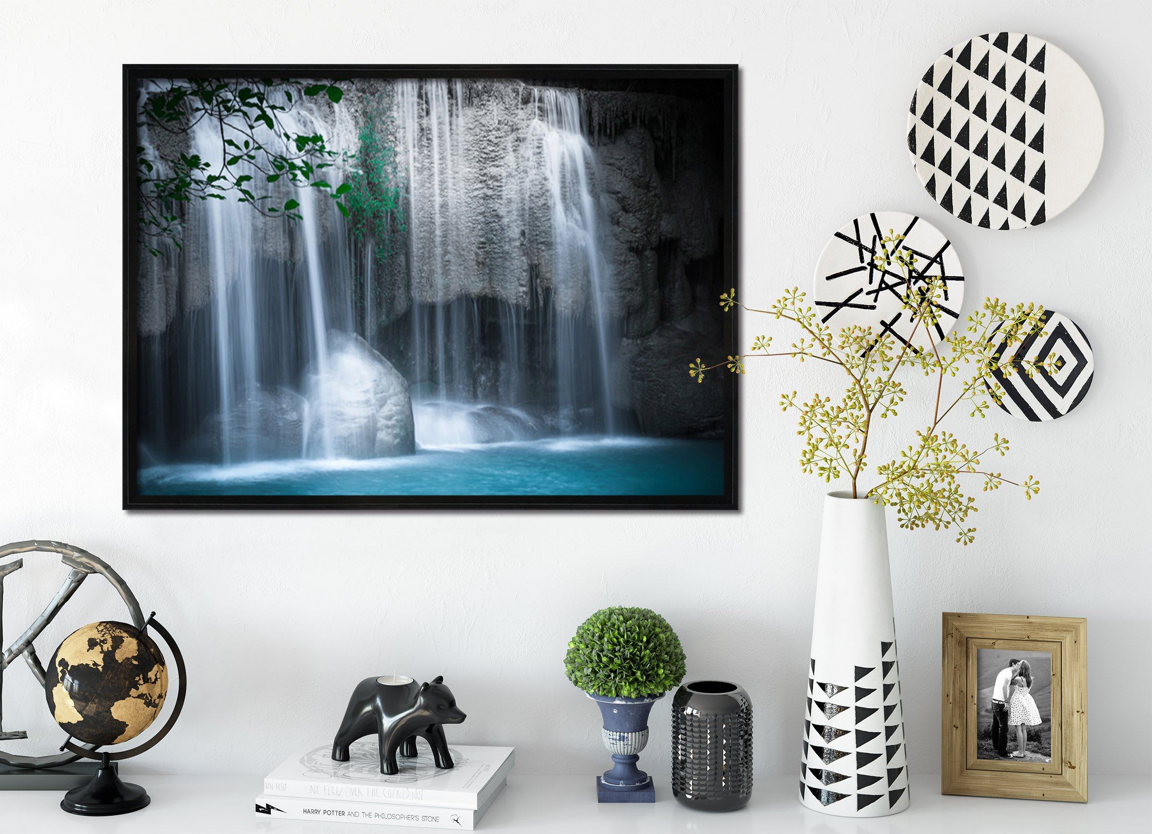 3D Dwarf Waterfall 154 Fake Framed Print Painting Wallpaper AJ Creativity Home