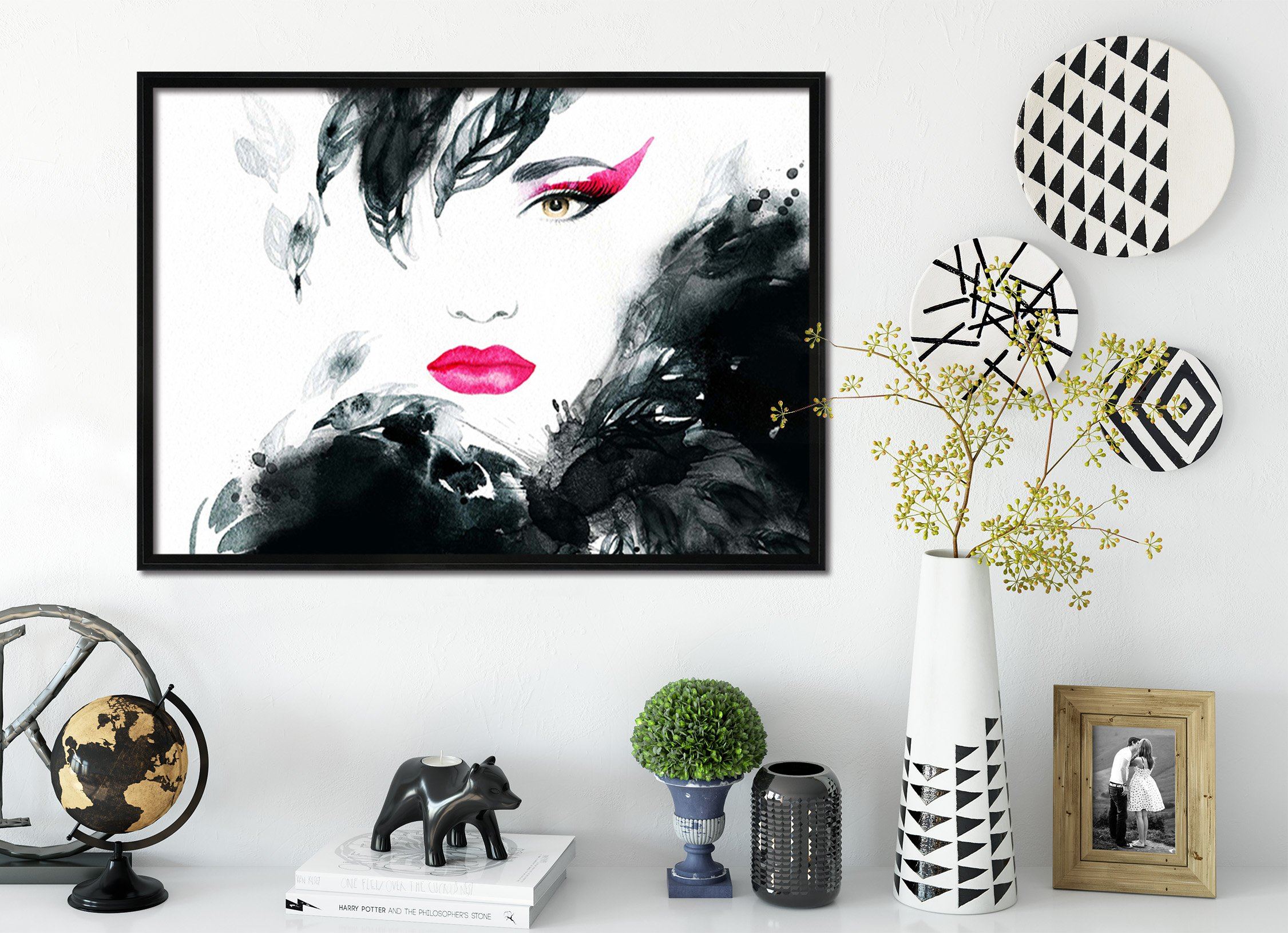 3D Red Lips 176 Fake Framed Print Painting Wallpaper AJ Creativity Home