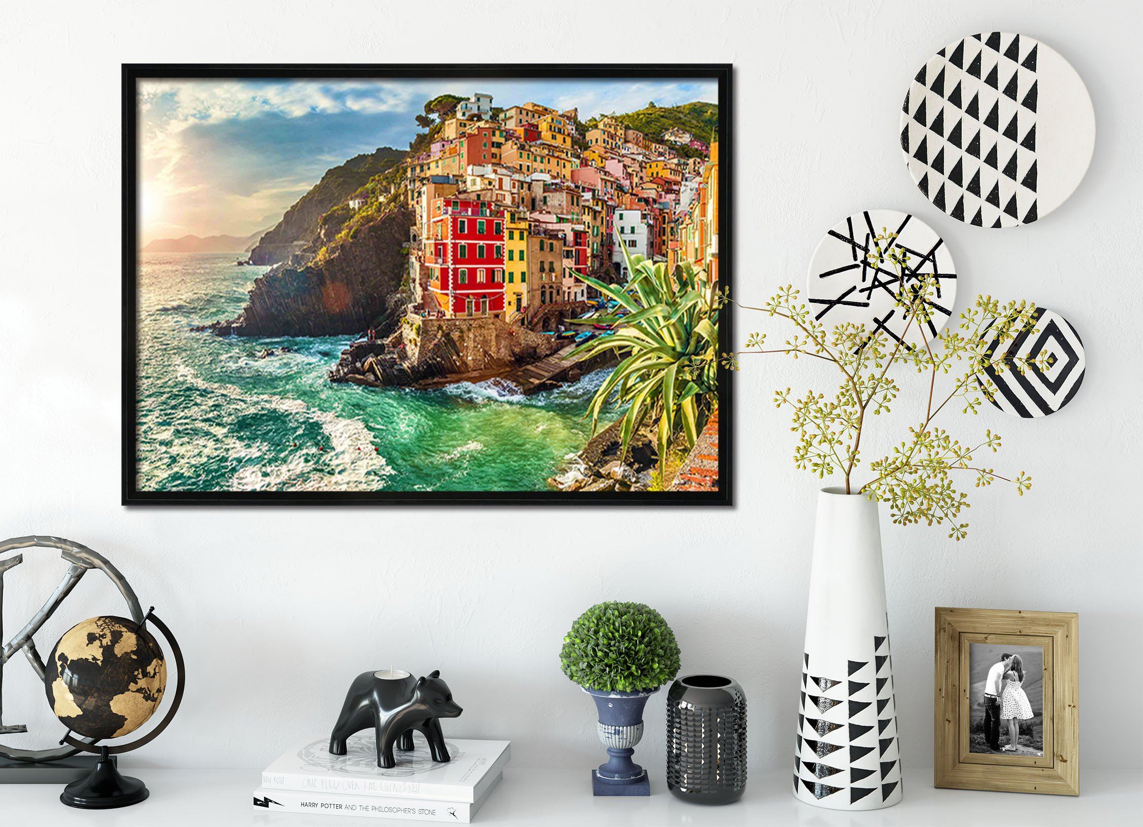 3D Seaside Town 012 Fake Framed Print Painting Wallpaper AJ Creativity Home