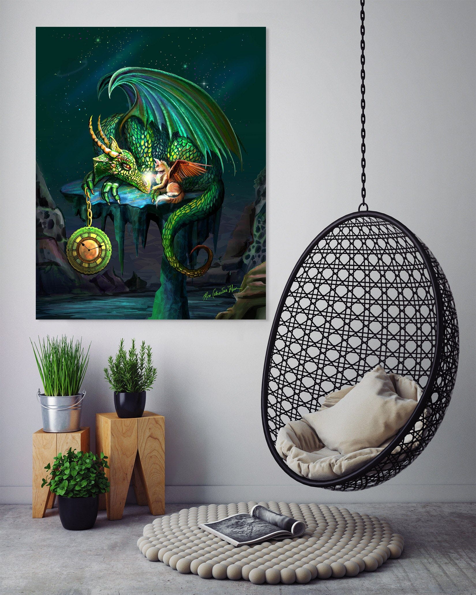 3D Green Dragon 122 Rose Catherine Khan Wall Sticker Wallpaper AJ Wallpaper 2
