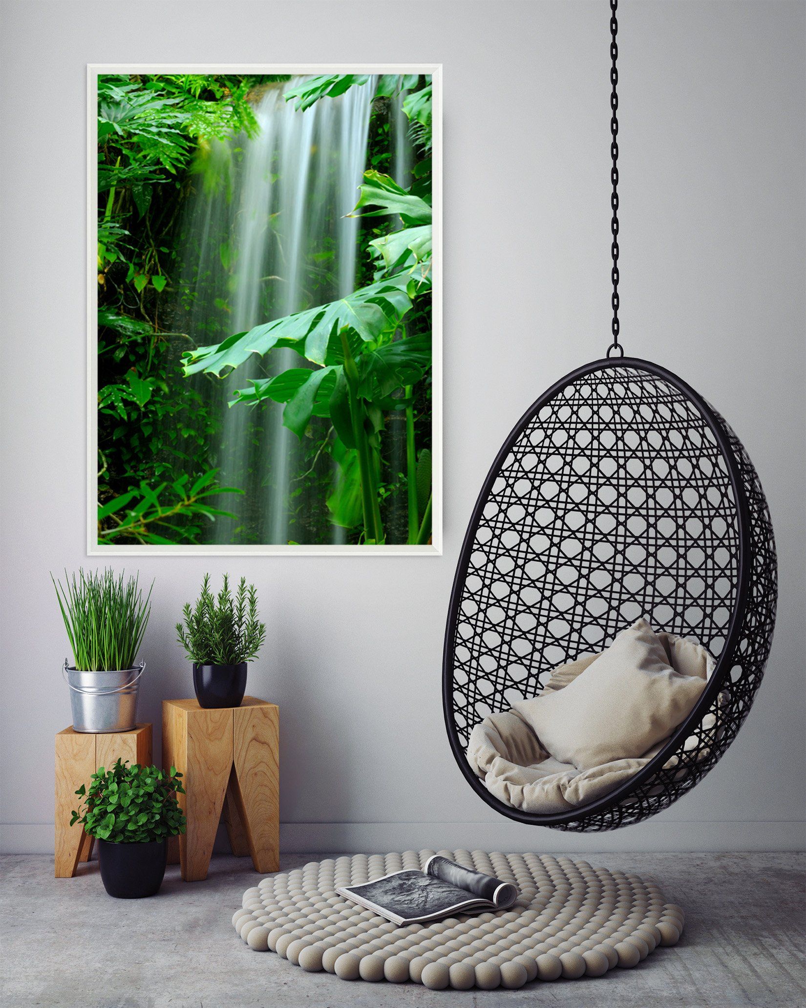 3D Small Waterfall 058 Fake Framed Print Painting Wallpaper AJ Creativity Home