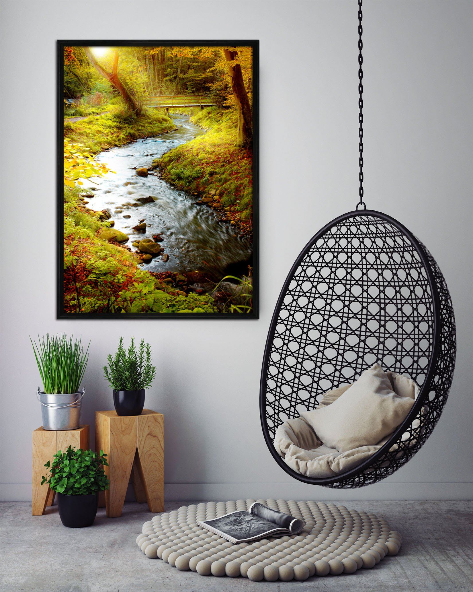 3D Bridge Water 105 Fake Framed Print Painting Wallpaper AJ Creativity Home