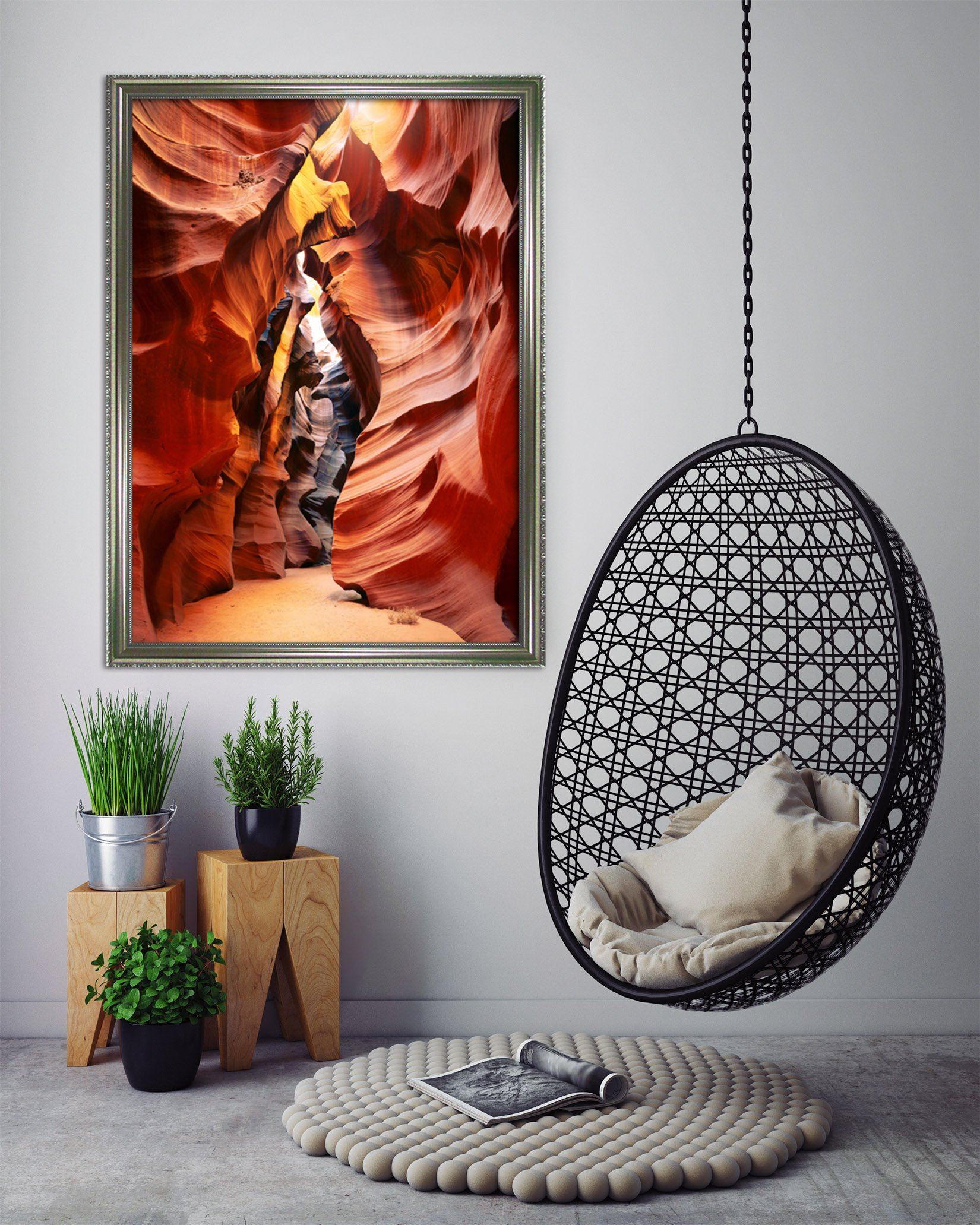 3D Red Rock Hill 076 Fake Framed Print Painting Wallpaper AJ Creativity Home
