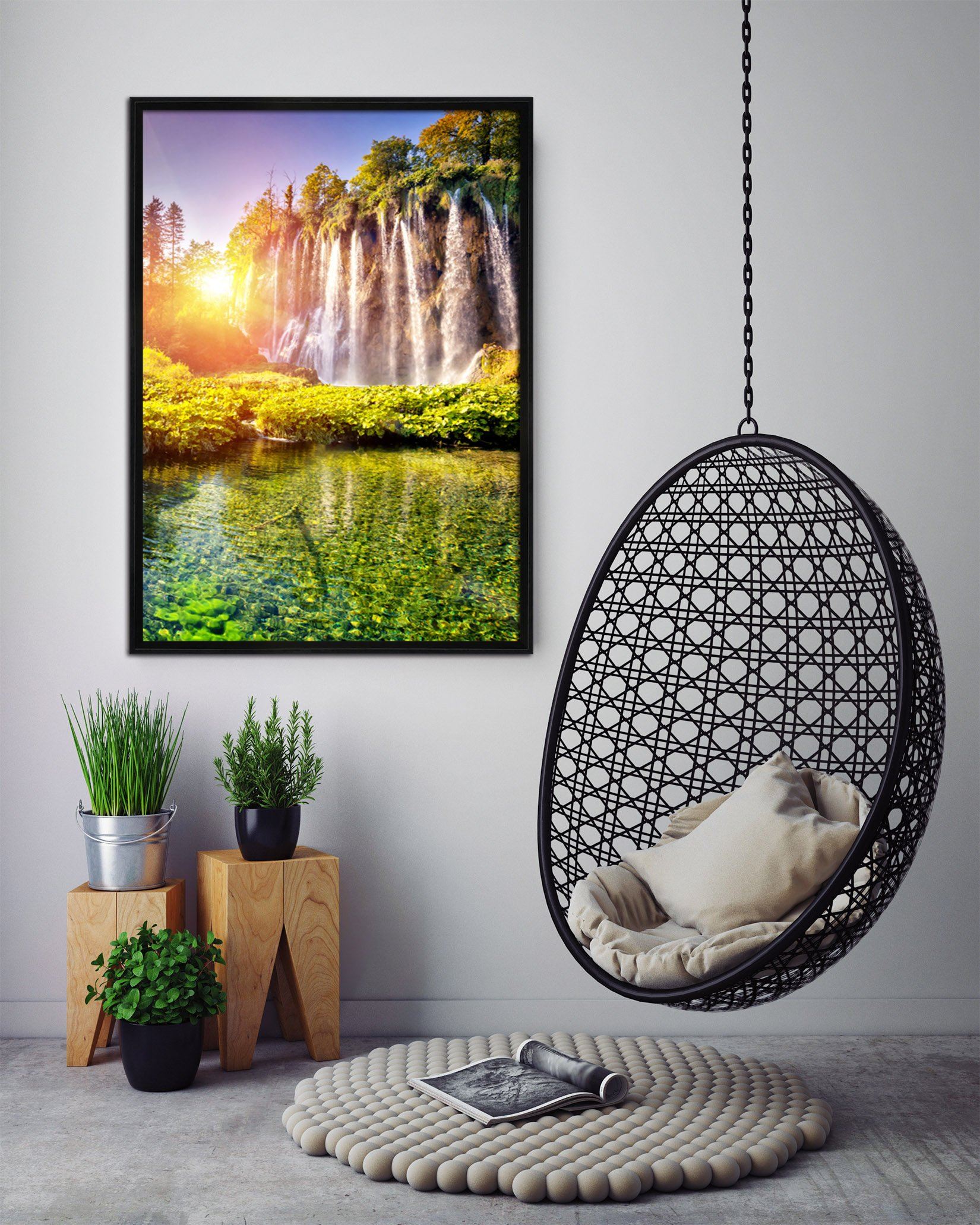 3D Sunshine River Water 003 Fake Framed Print Painting Wallpaper AJ Creativity Home