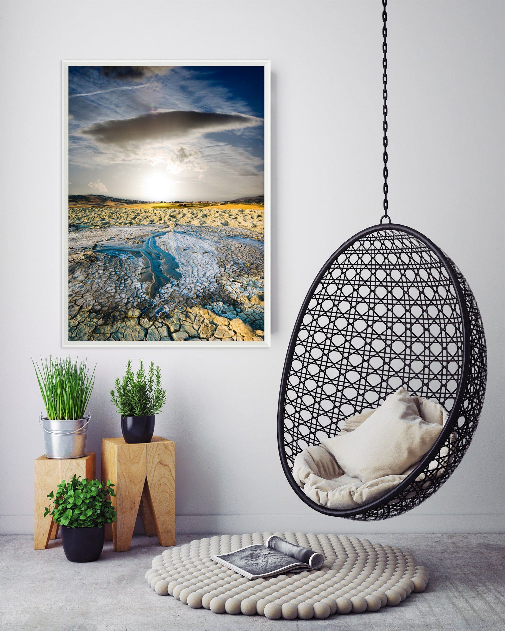 3D Sunny Land 017 Fake Framed Print Painting Wallpaper AJ Creativity Home