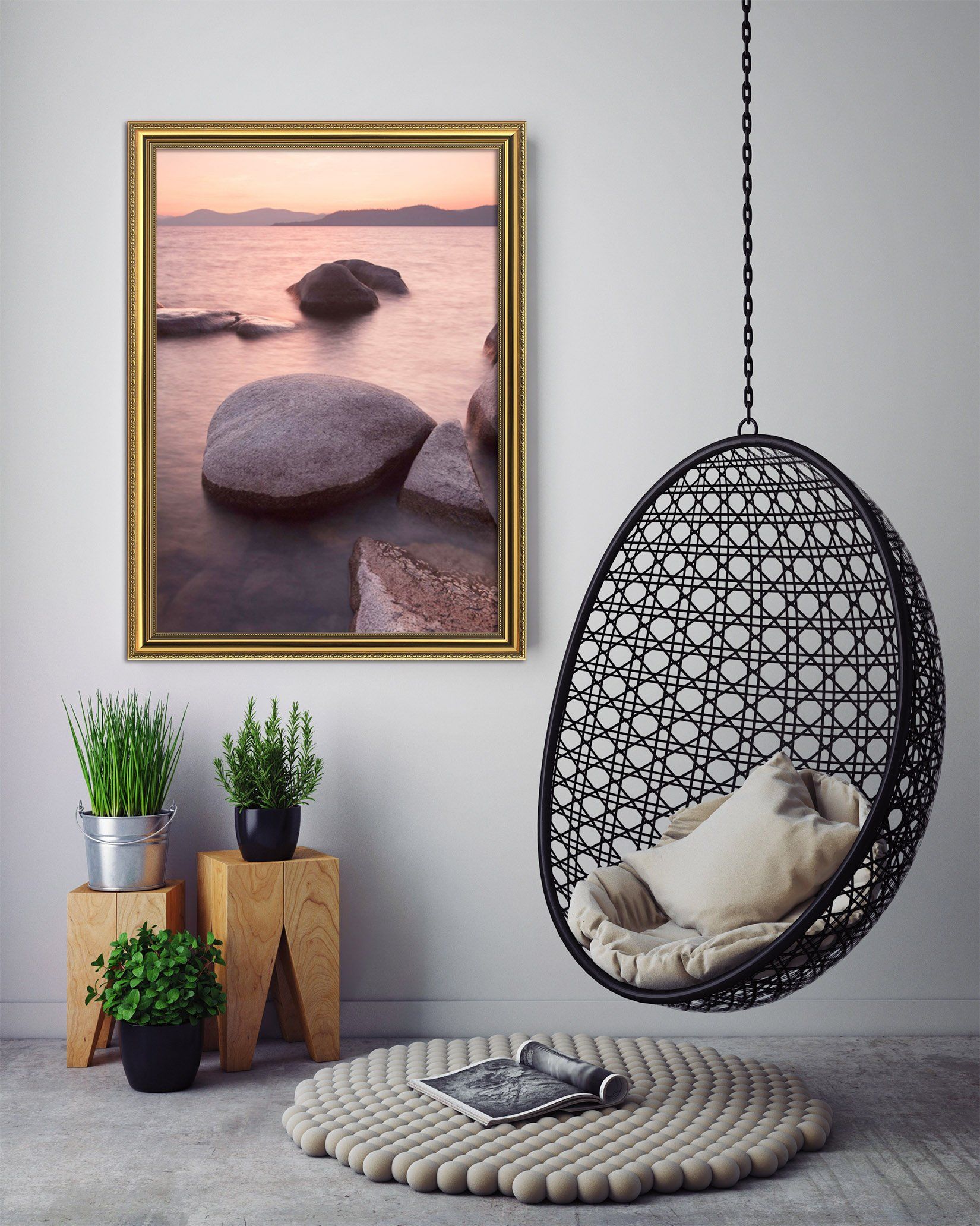 3D Quiet Stone 023 Fake Framed Print Painting Wallpaper AJ Creativity Home