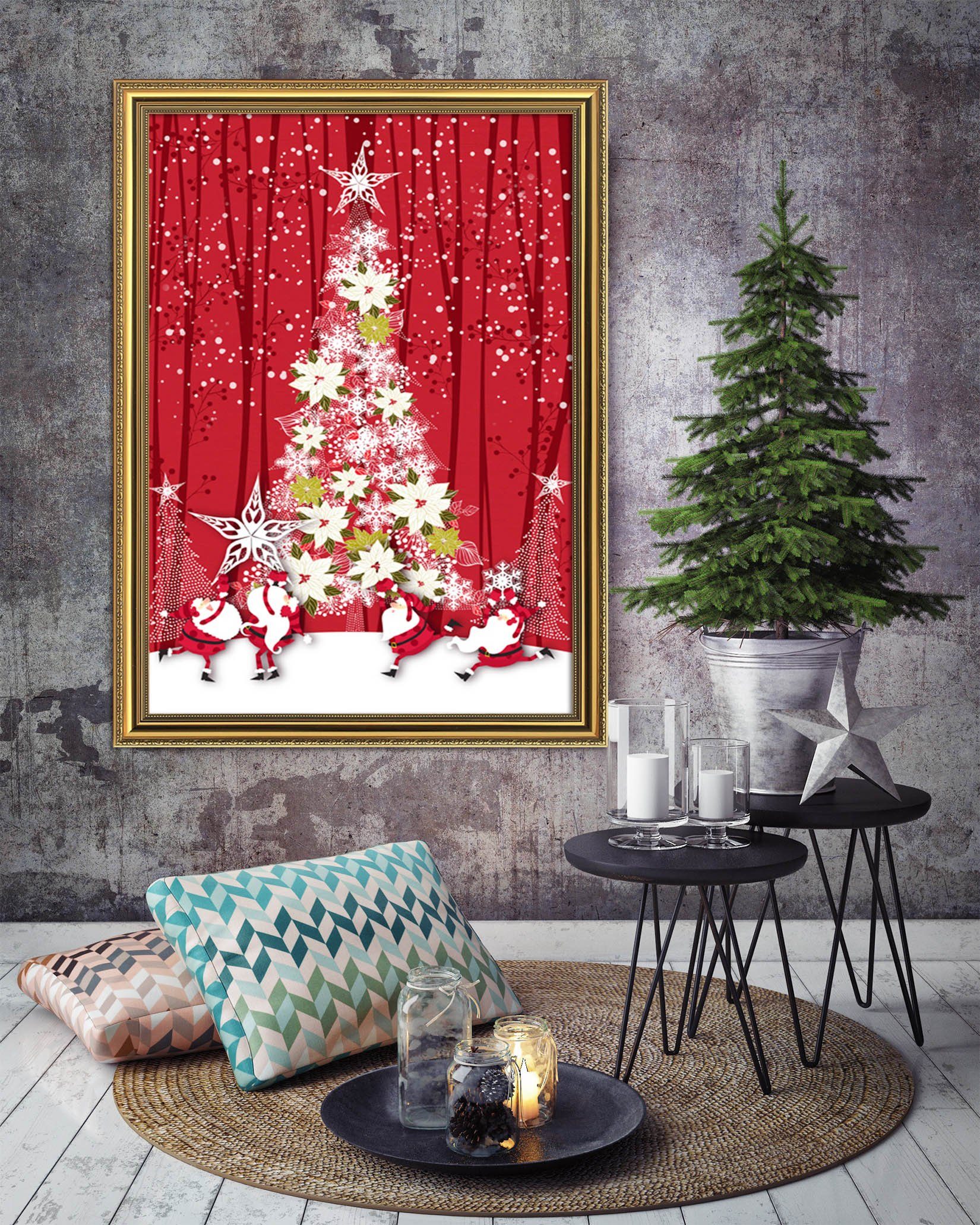 3D Christmas Stars 049 Fake Framed Print Painting Wallpaper AJ Creativity Home