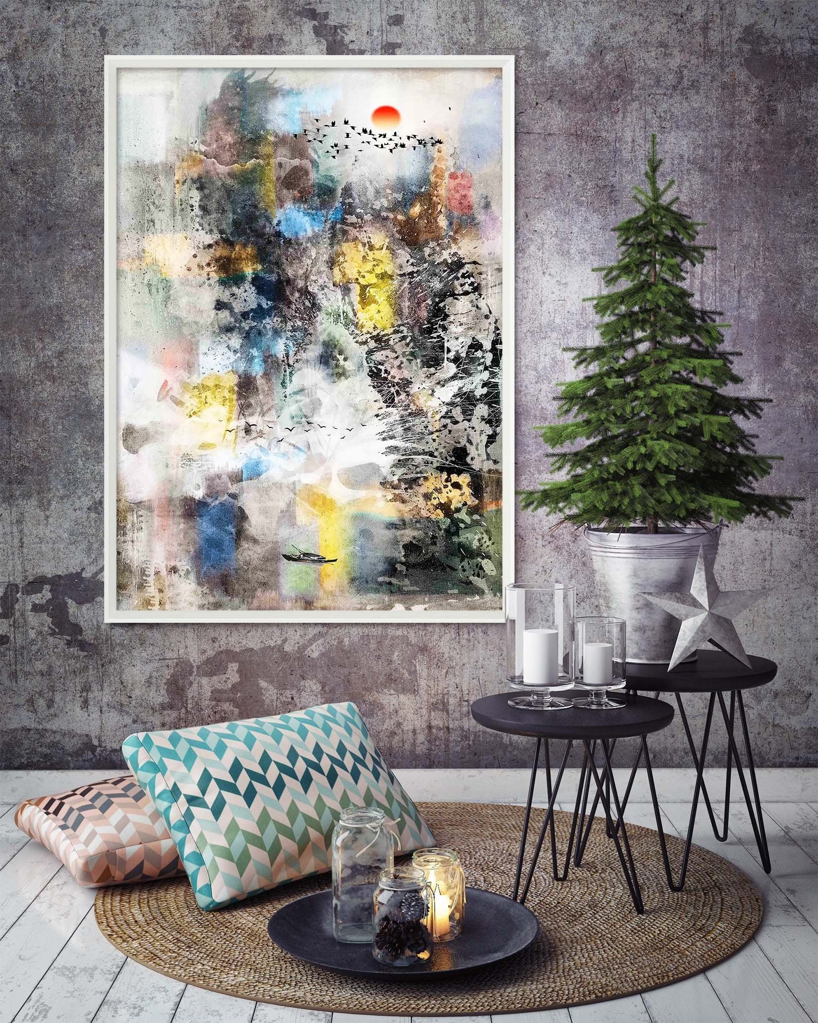3D Ink Landscape 077 Fake Framed Print Painting Wallpaper AJ Creativity Home