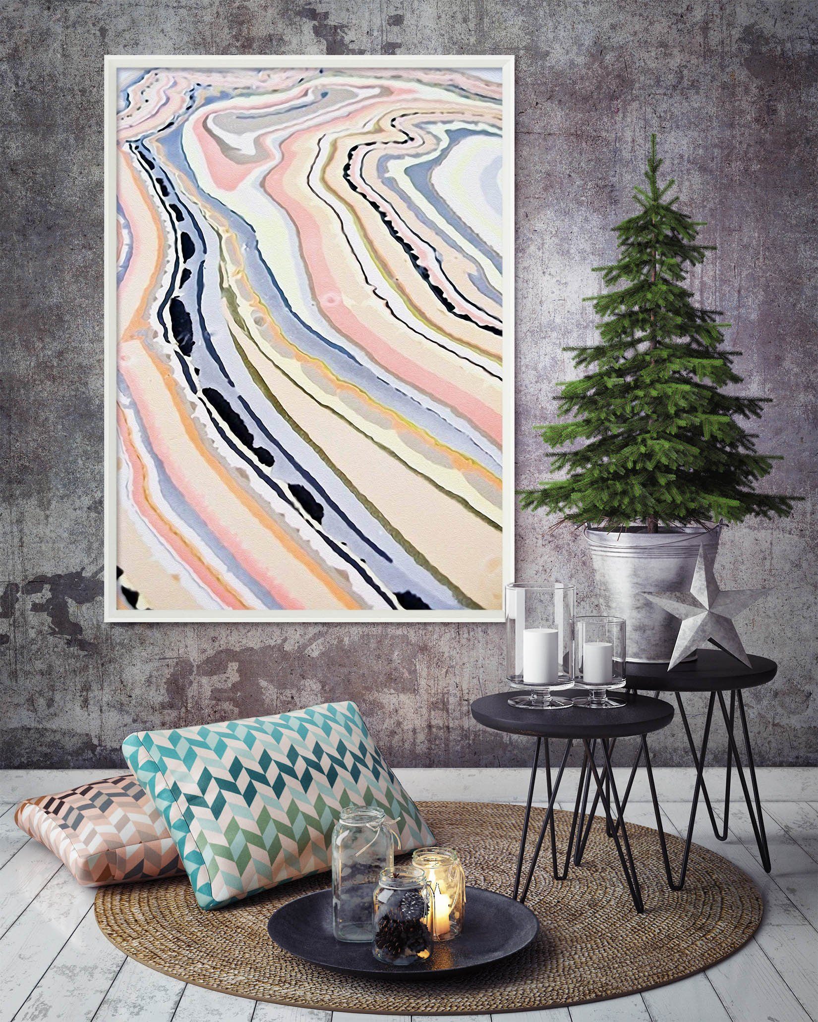 3D Color Wave 078 Fake Framed Print Painting Wallpaper AJ Creativity Home
